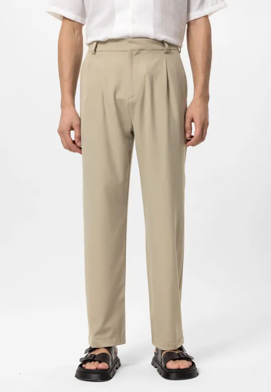 Men's Beige High-Waist Baggy Pants - Wessi sold by Wessi