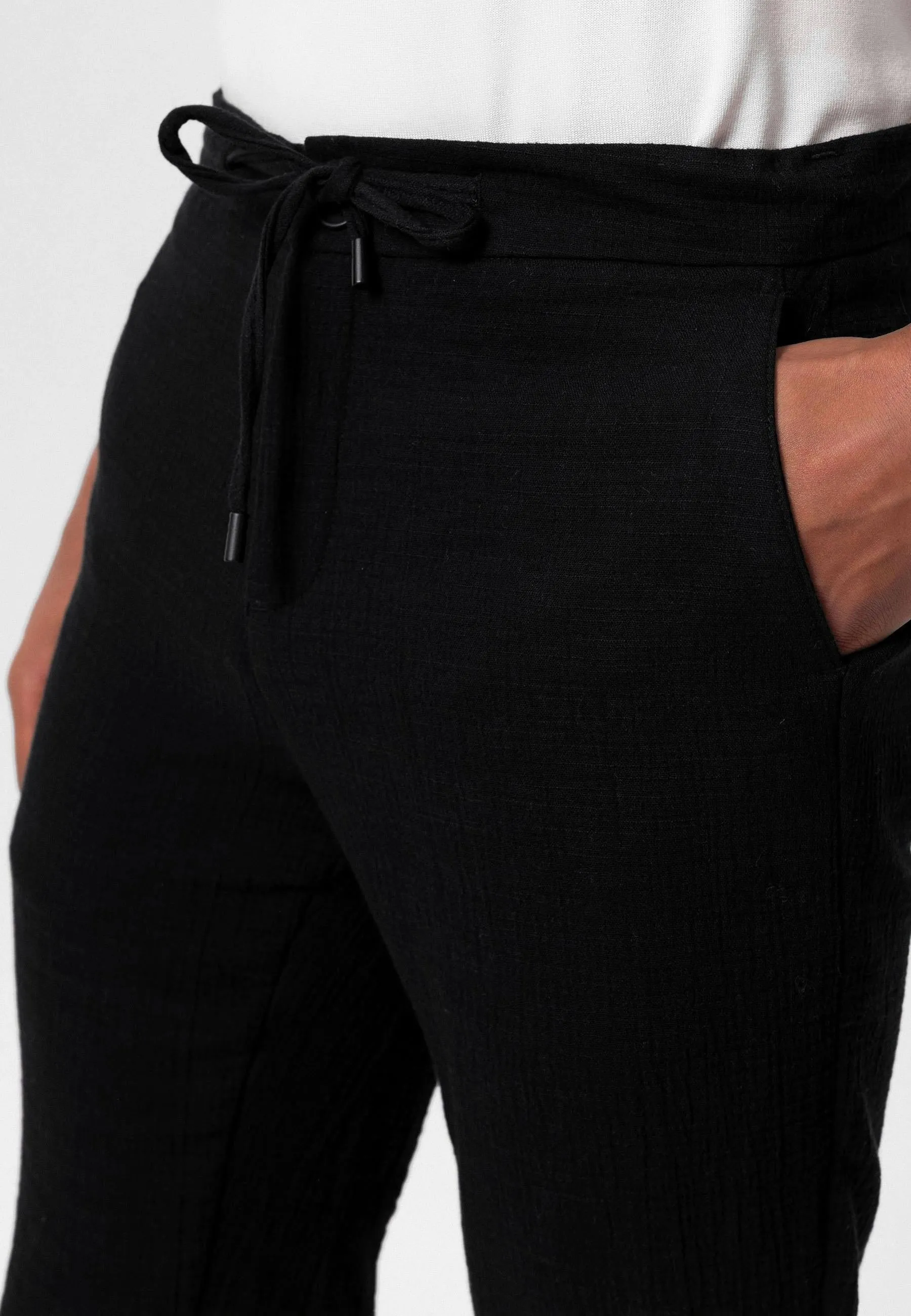 Men's Black Regular Fit Drawstring Pants - Wessi sold by Wessi product image thumbnail 5