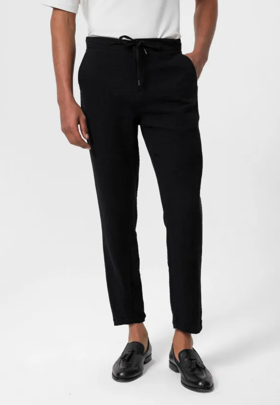 Men's Black Regular Fit Drawstring Pants - Wessi sold by Wessi