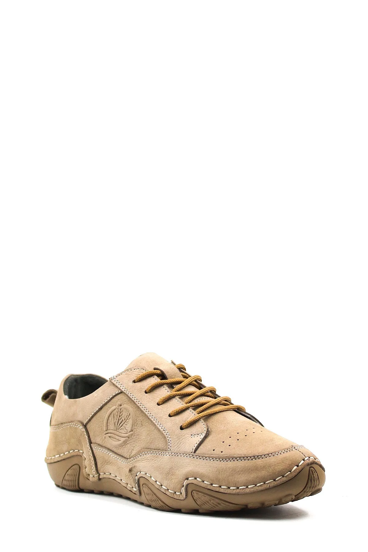 Men's Beige Leather Lace-Up Casual Shoes - Wessi sold by Wessi product image thumbnail 3