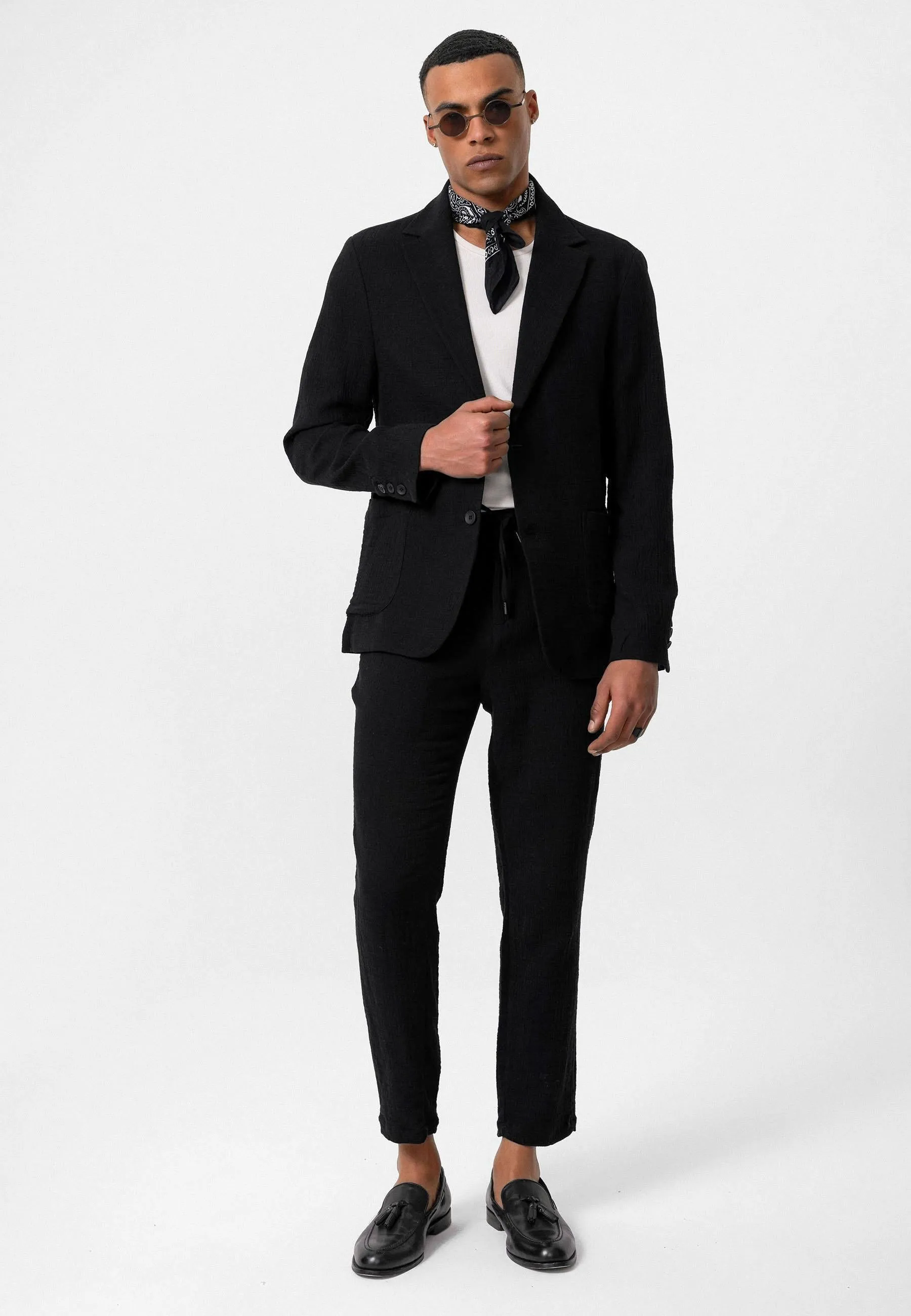 Men's Black Regular Fit Drawstring Pants - Wessi sold by Wessi product image thumbnail 3