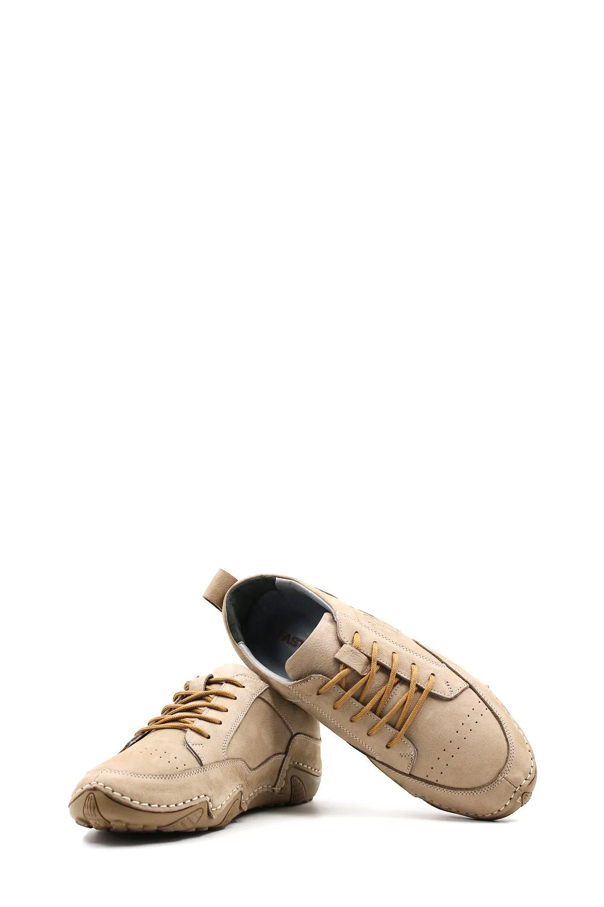 Men's Beige Leather Lace-Up Casual Shoes - Wessi sold by Wessi product image thumbnail 5