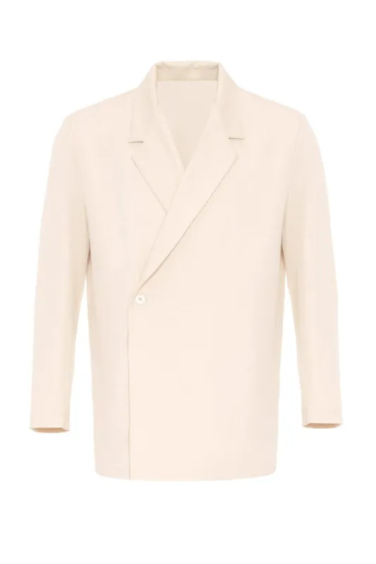 Ecru Double Breasted Closure Hidden Pocket Men's Blazer Jacket - Wessi sold by Wessi