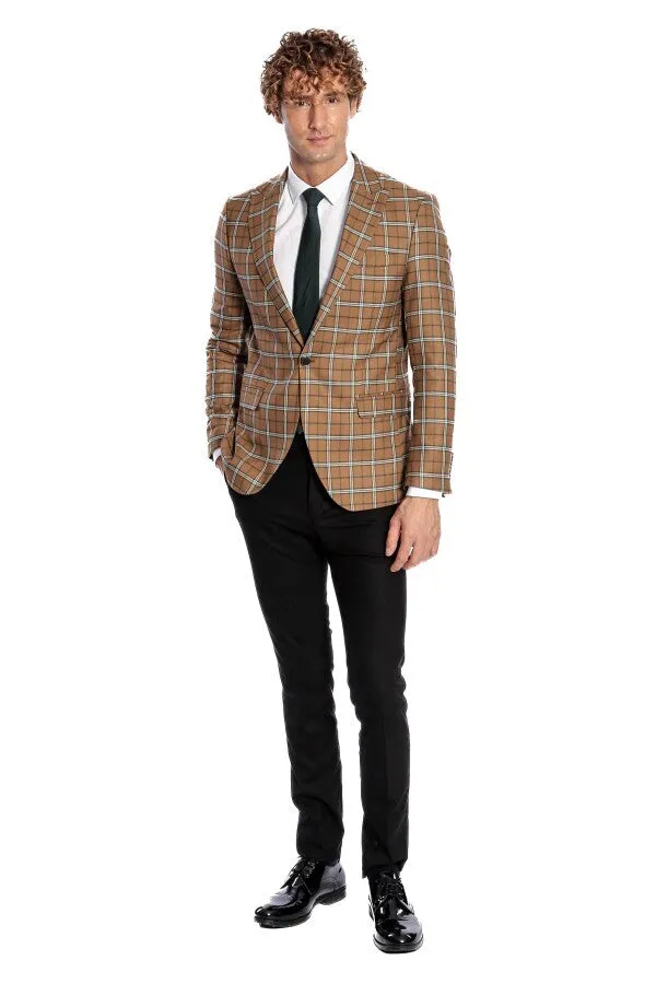 Checked Brown Men Blazer - Wessi sold by Wessi product image thumbnail 3