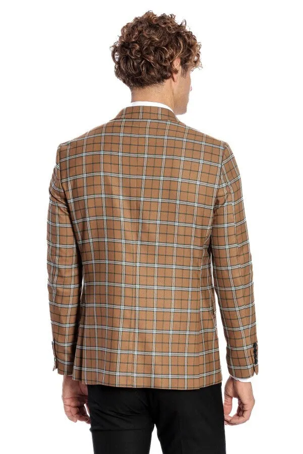 Checked Brown Men Blazer - Wessi sold by Wessi product image thumbnail 4