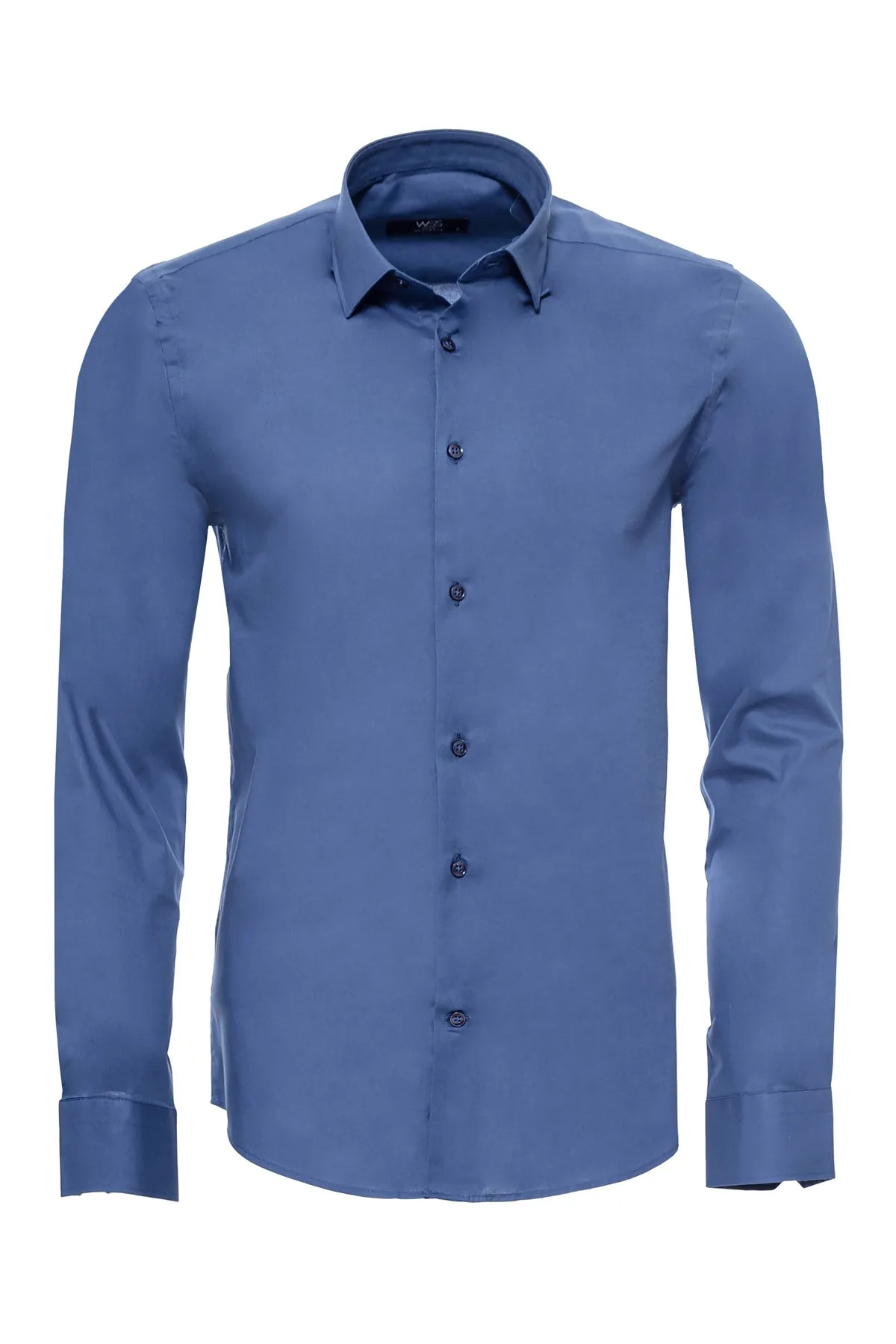 Long Sleeve Slim-Fit Navy Blue Men Shirt - Wessi sold by Wessi