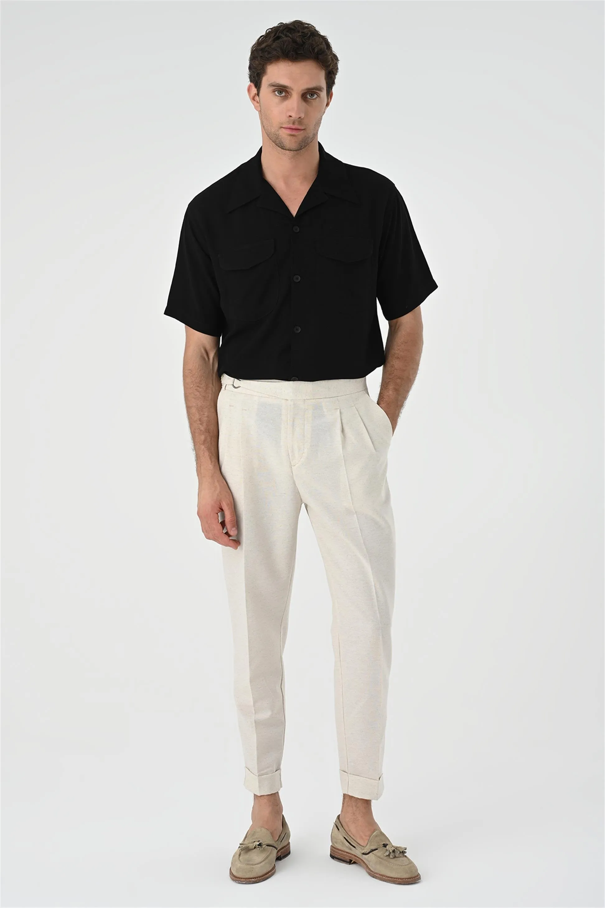 Black Camp Collar Pocket Detailed Men's Shirt - Wessi sold by Wessi product image thumbnail 2