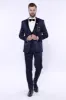 Patterned Velvet Lapel Navy Tuxedo | Wessi sold by Wessi