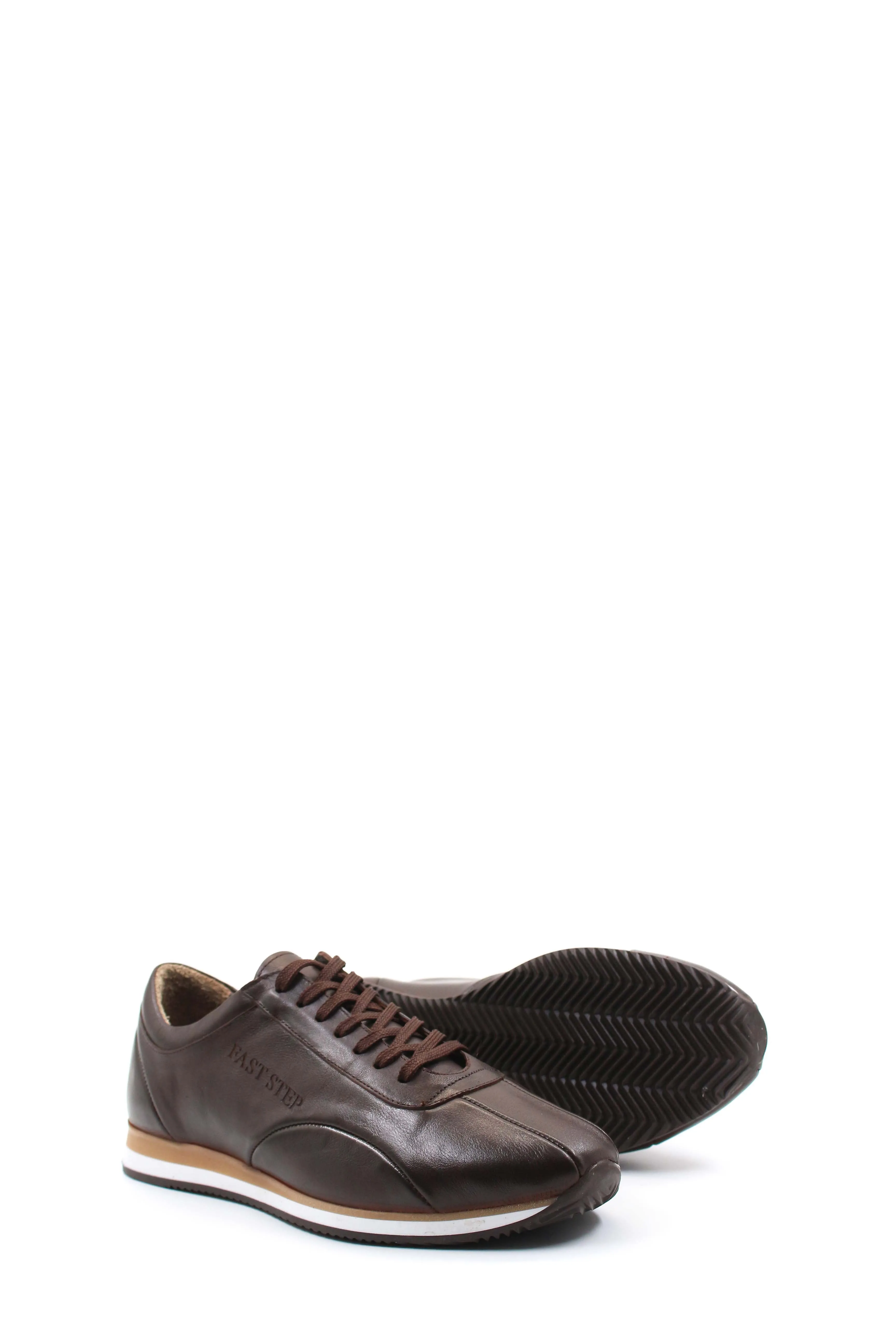 Men's Brown Leather Casual Sneakers-Wessi sold by Wessi product image thumbnail 3