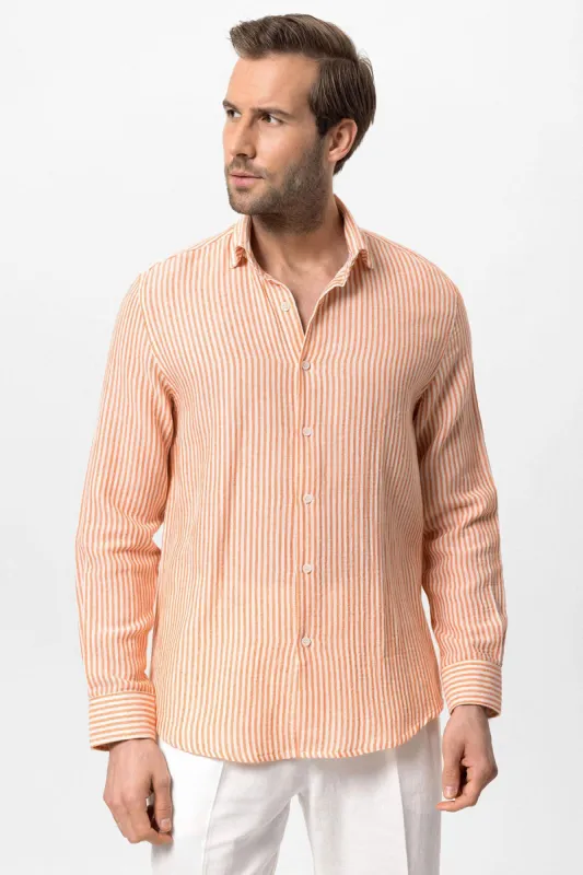 Men's Orange Striped Shirt - Wessi sold by Wessi