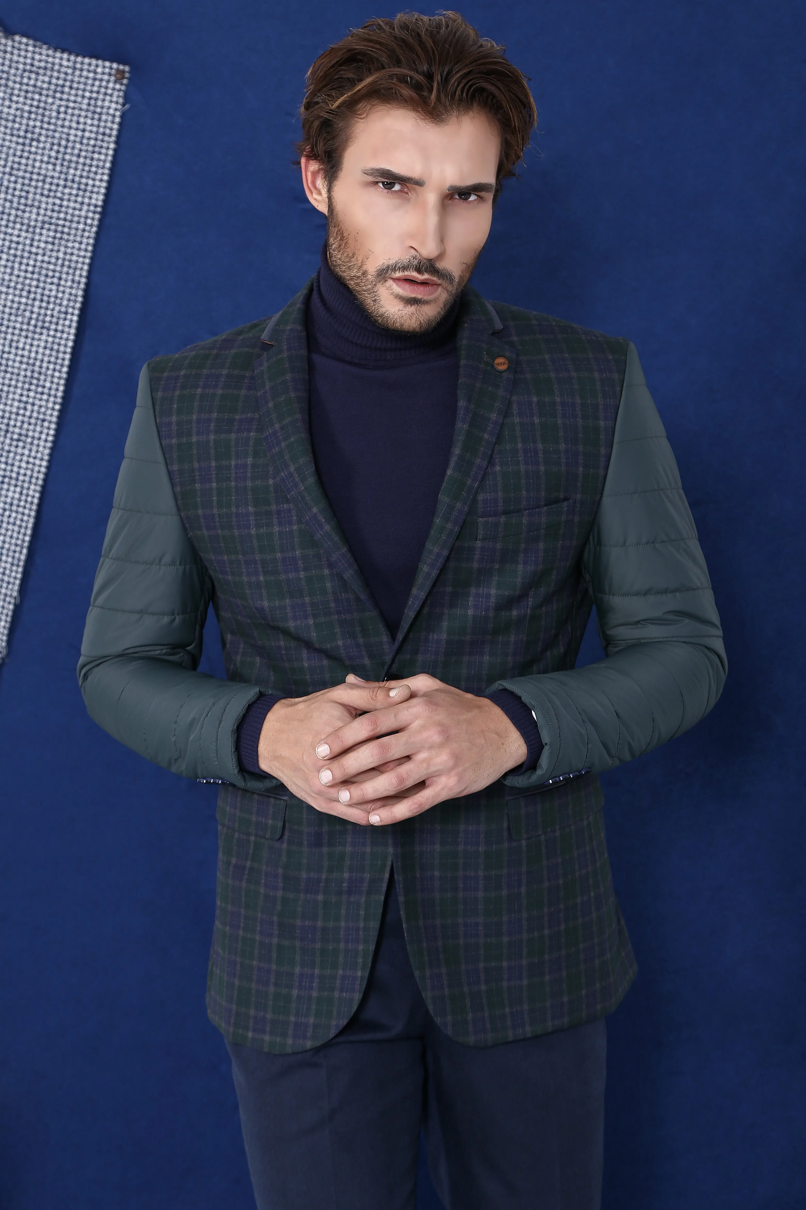 2 Button Arm Quilting Plaid Green Jacket-Wessi sold by Wessi