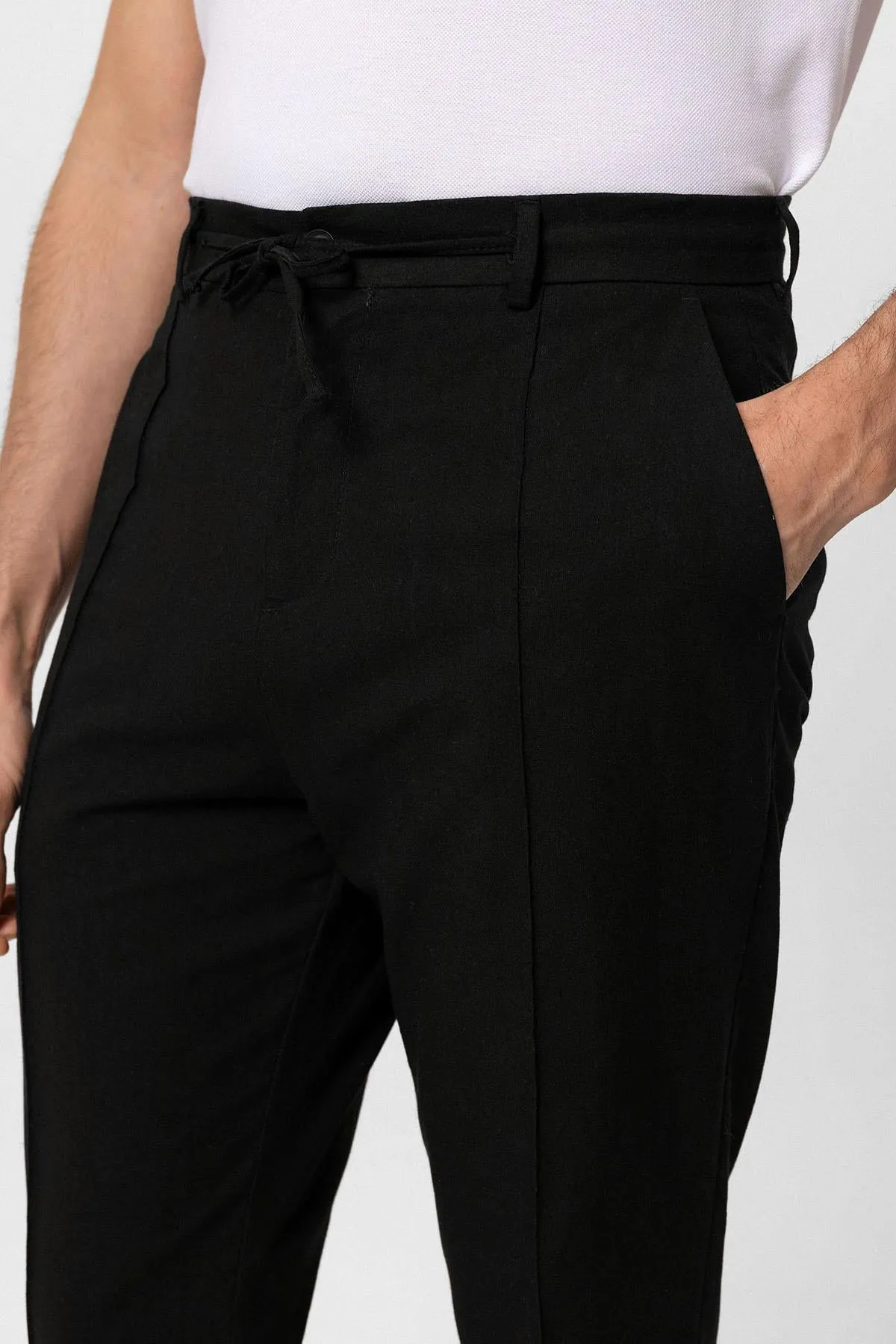 Men's Black Boyfriend Linen Pants - Wessi sold by Wessi product image thumbnail 4