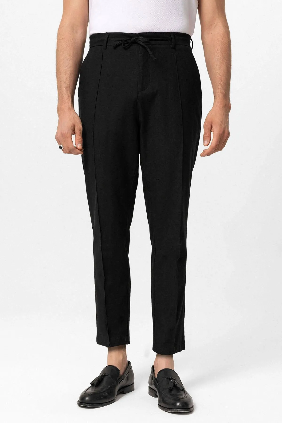 Men's Black Boyfriend Linen Pants - Wessi sold by Wessi product image thumbnail 3