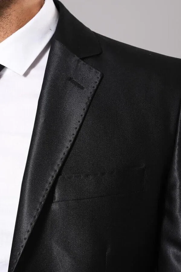 Black Shiny Men's Suit | Wessi - Wessi sold by Wessi product image thumbnail 3
