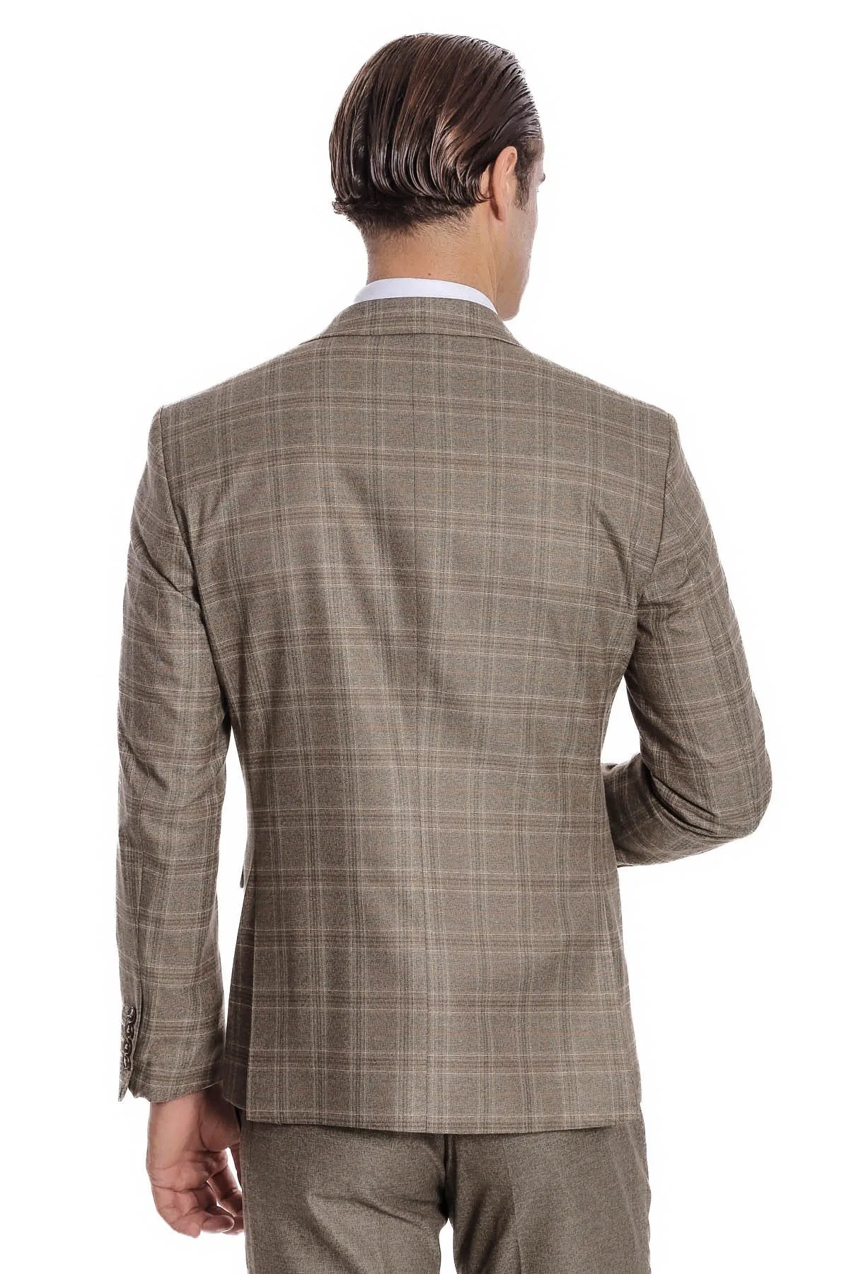 Checked Slim Fit Brown Men Suit - Wessi sold by Wessi product image thumbnail 4
