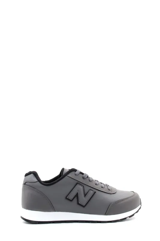 Men's Grey Leather Athletic Sneakers with Rubber Sole - Wessi sold by Wessi
