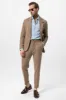 Men's Light Brown Textured Plain  Blazer - Wessi sold by Wessi