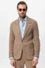 Men's Light Brown Textured Plain  Blazer - Wessi sold by Wessi