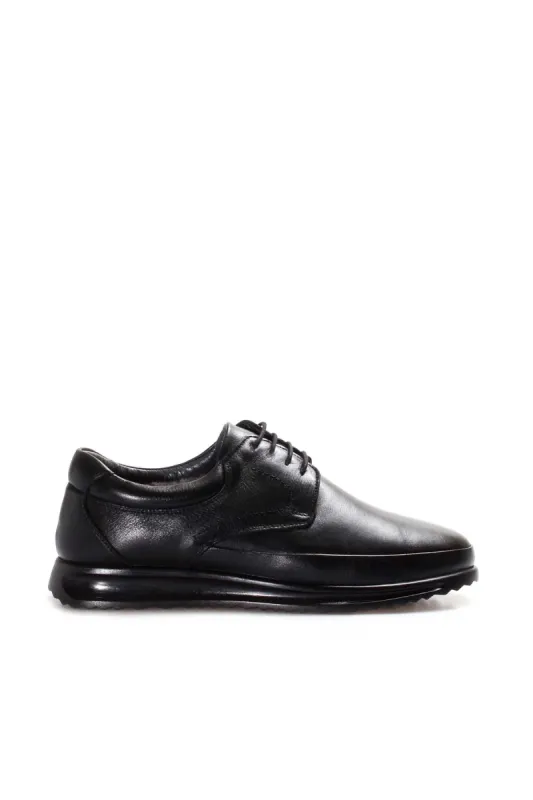 Men's Black Leather Lace-Up Shoes with Fur Lining - Wessi sold by Wessi