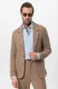Men's Light Brown Textured Plain  Blazer - Wessi sold by Wessi