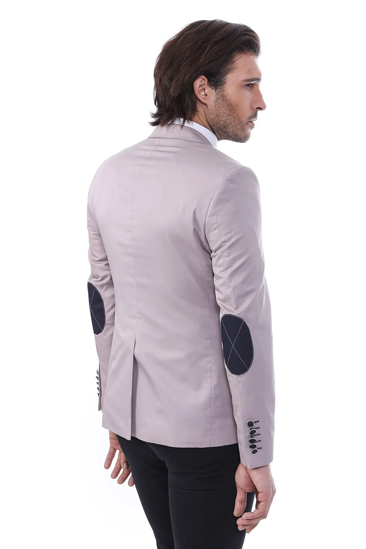 2 Buttons 3 Pockets Crested Cotton Beige Jacket sold by Wessi product image thumbnail 3