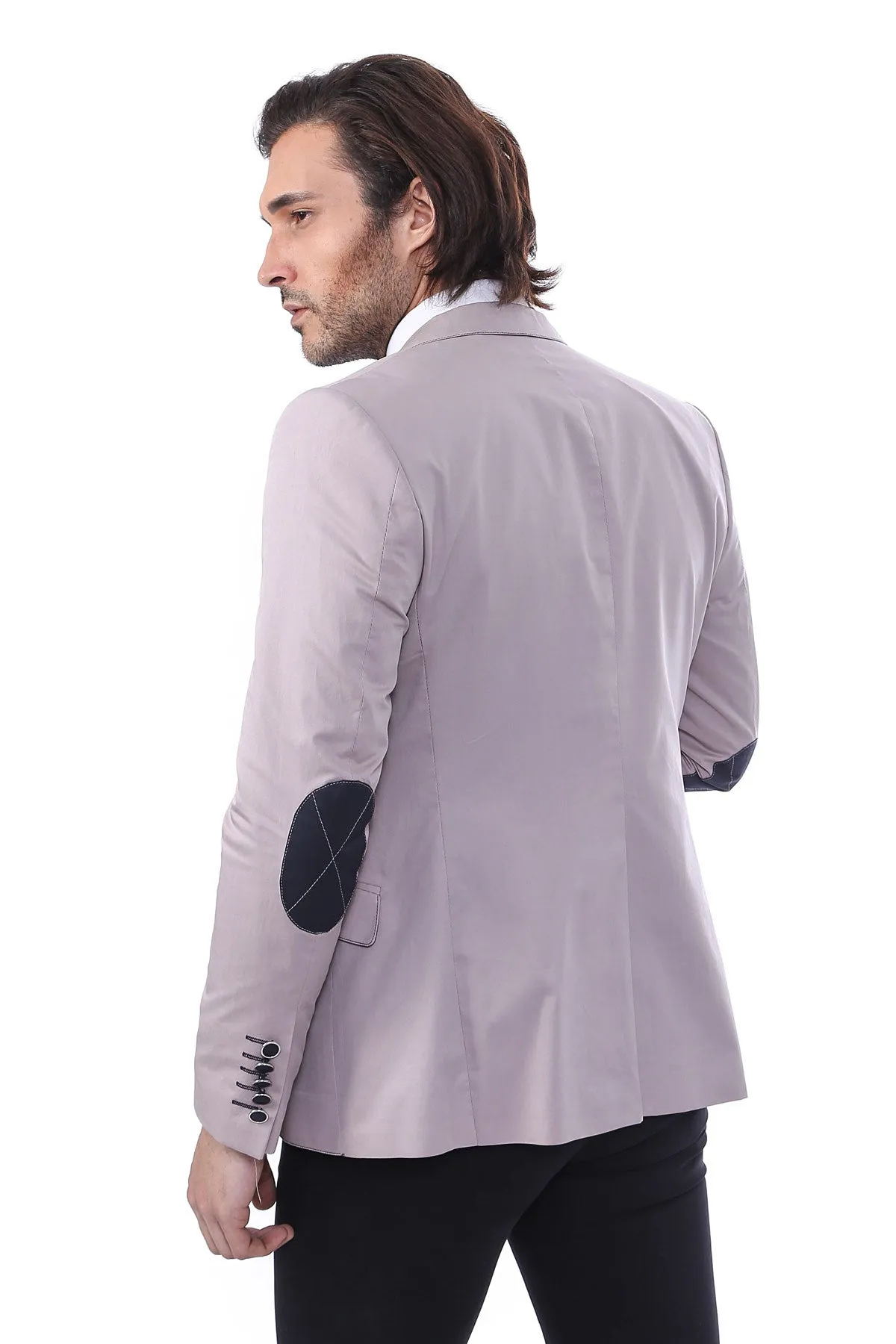 2 Buttons 3 Pockets Crested Cotton Beige Jacket sold by Wessi product image thumbnail 4