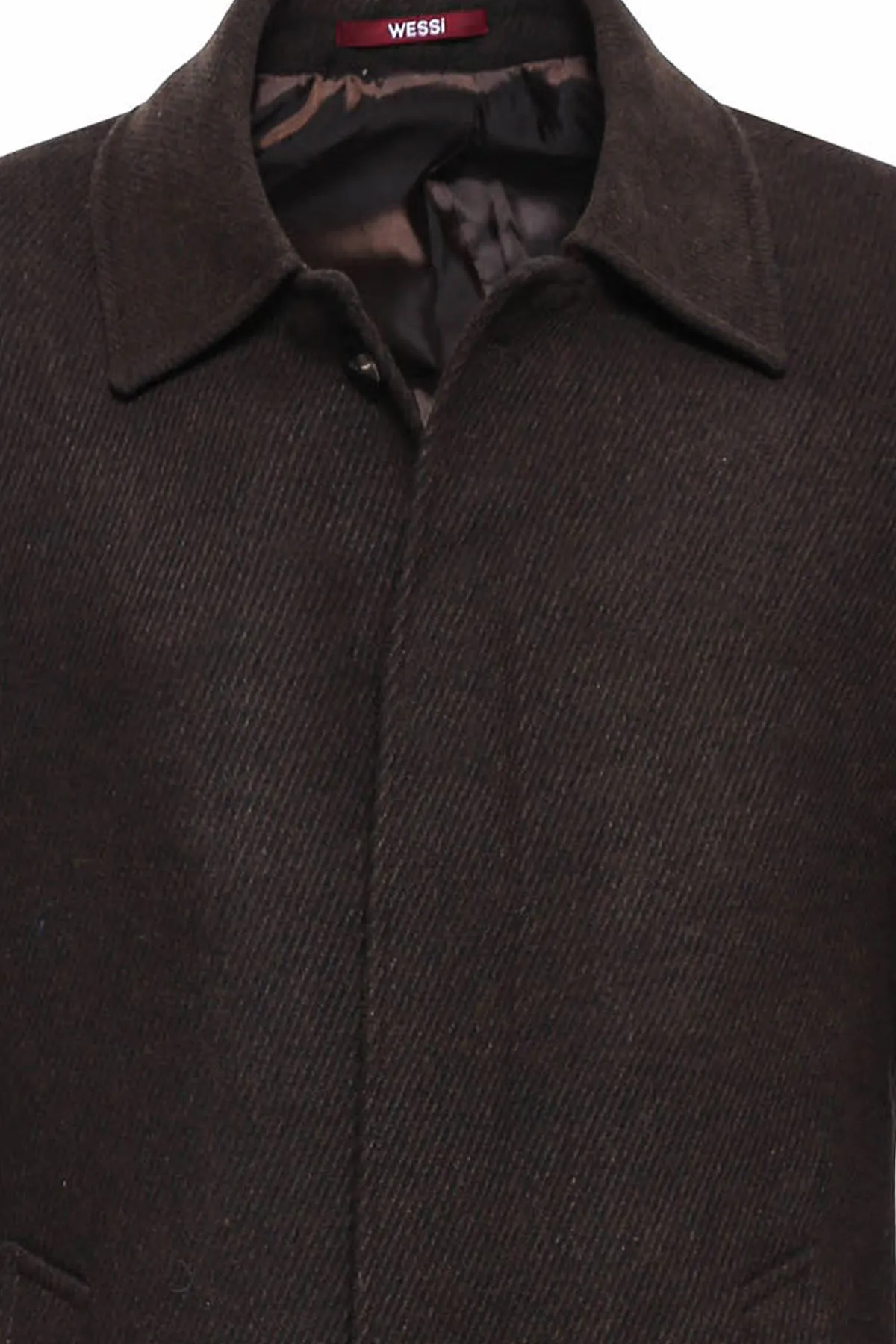 Brown Hidden Button Peak Lapel Coat - Wessi sold by Wessi product image thumbnail 2