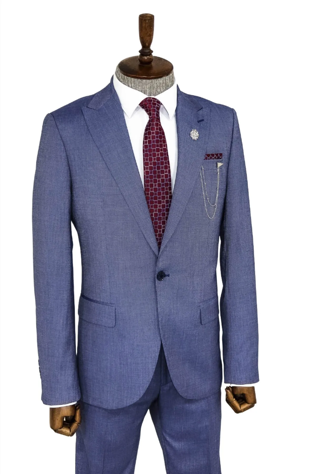 Patterned Two Piece Blue Men Suit - Wessi sold by Wessi product image thumbnail 5