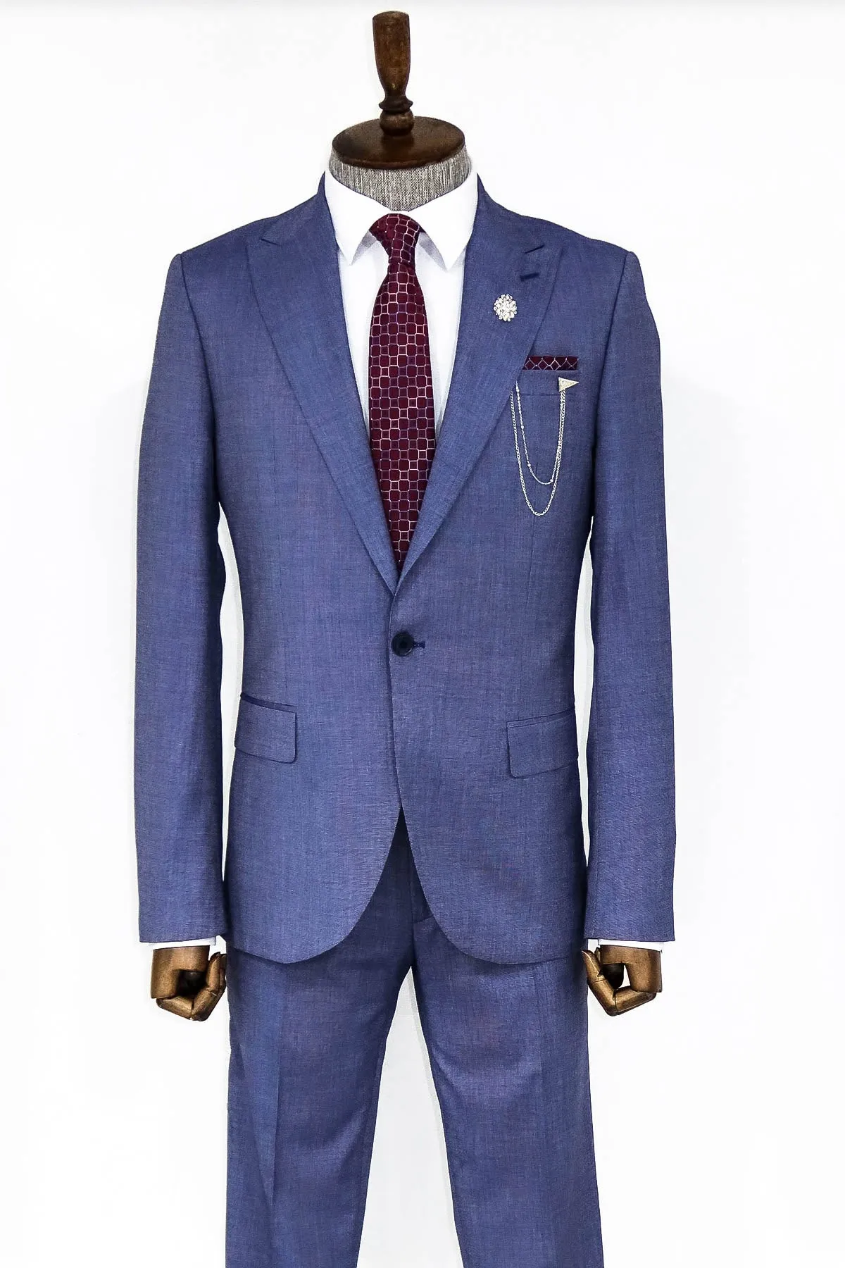 Patterned Two Piece Blue Men Suit - Wessi sold by Wessi product image thumbnail 3