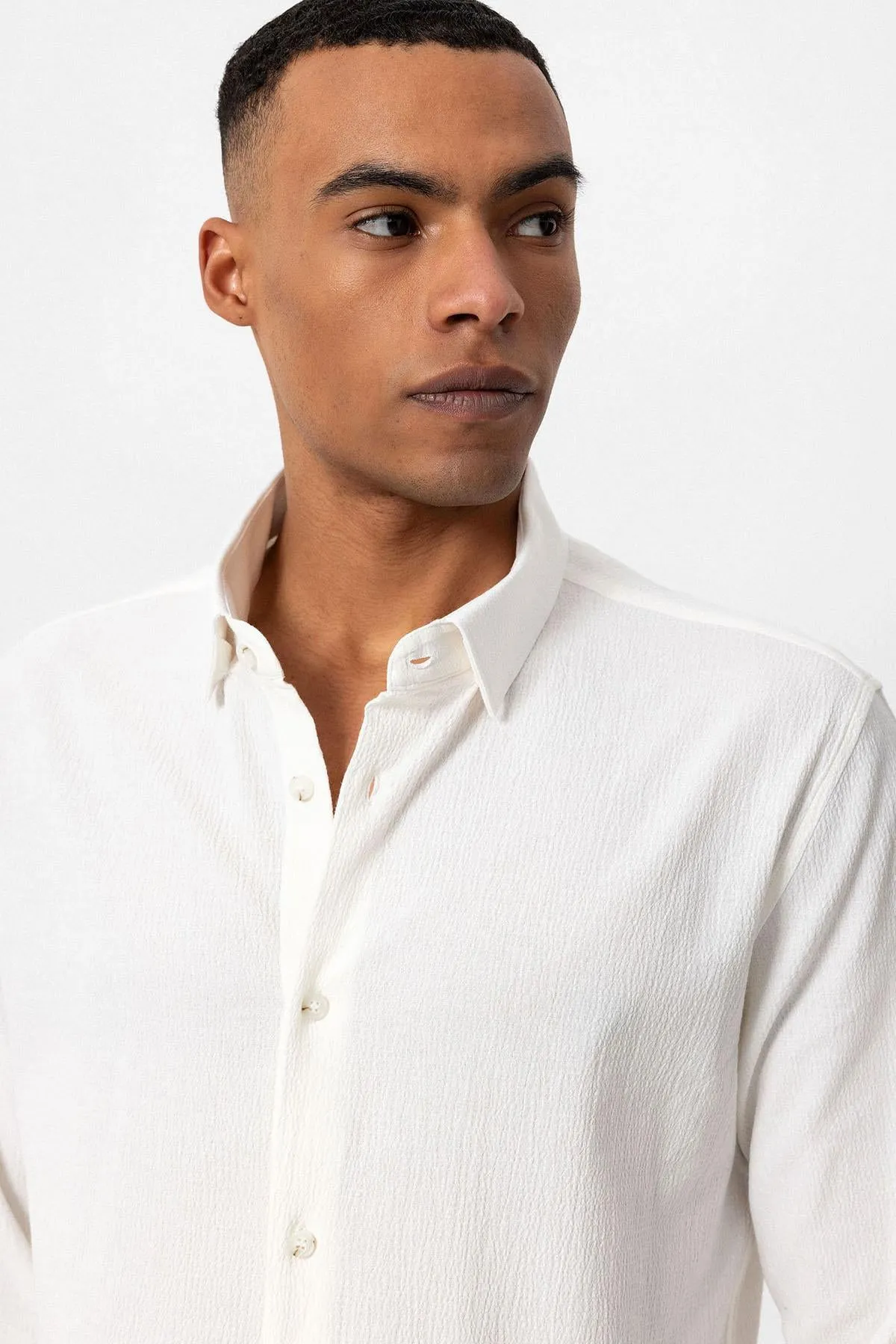 Men's White Textured Regular Fit Shirt - Wessi sold by Wessi product image thumbnail 5