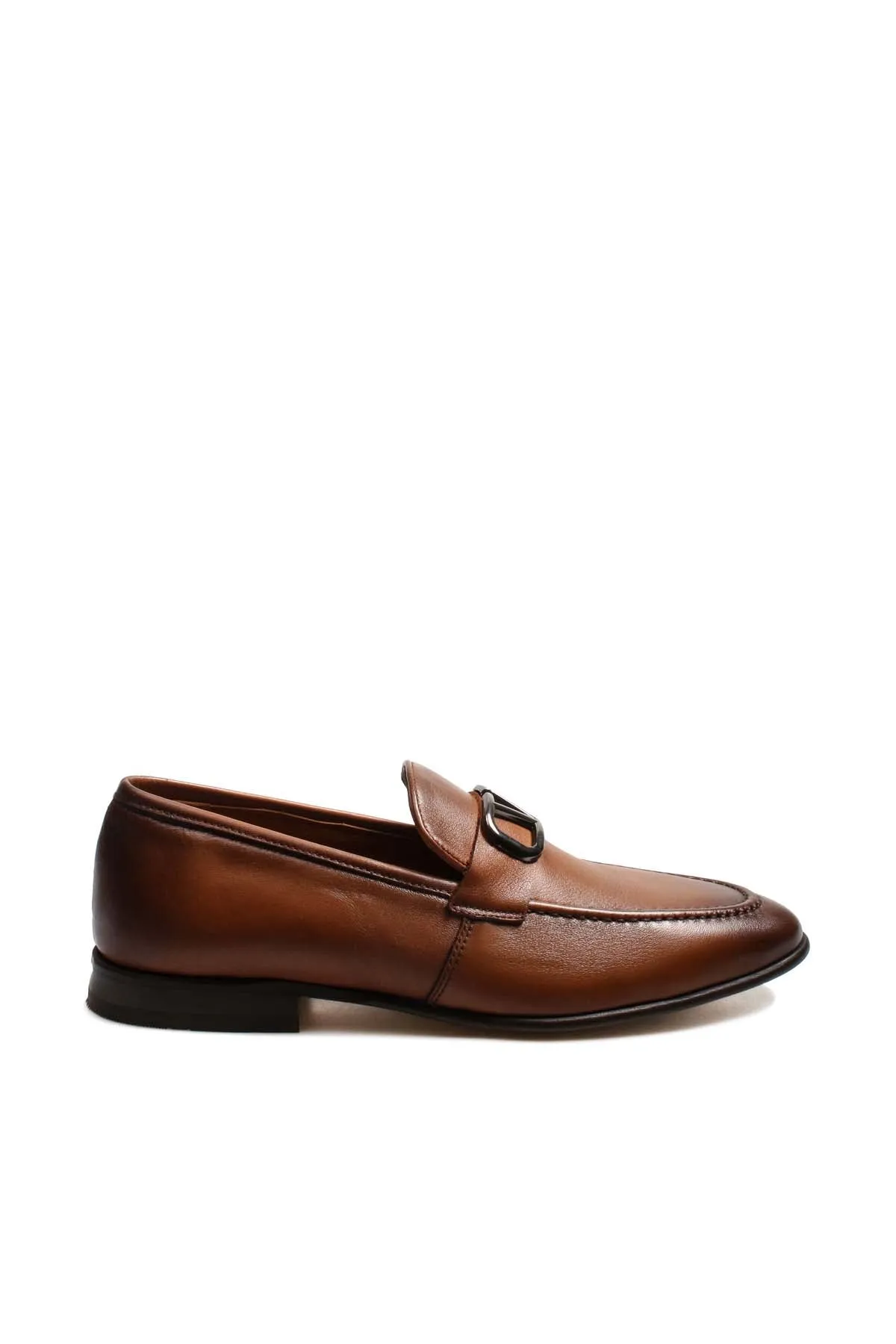 Brown Leather Slip-On Loafers-Wessi sold by Wessi