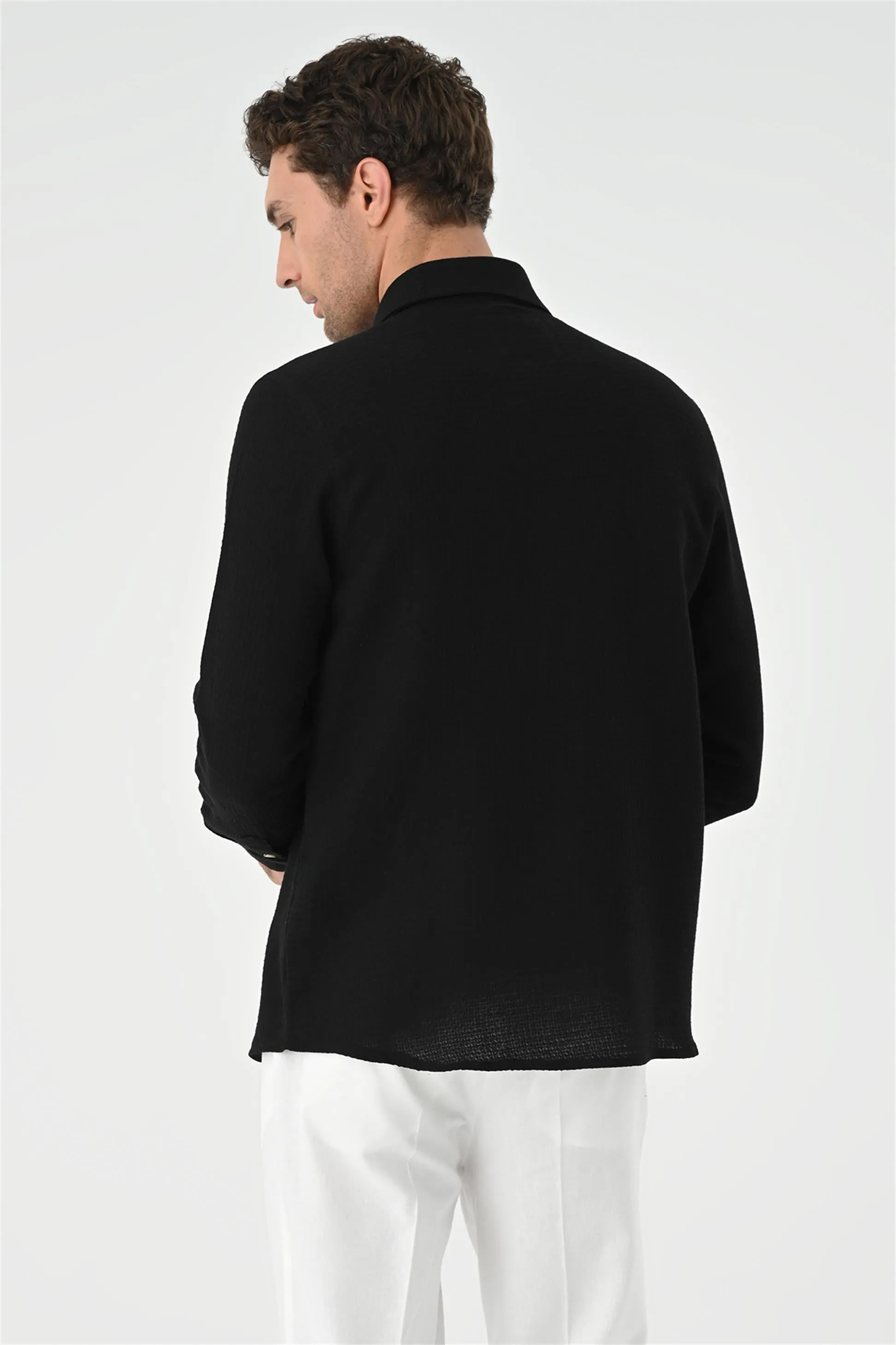 Men's Black Regular Fit Woven Shirt - Wessi sold by Wessi product image thumbnail 5