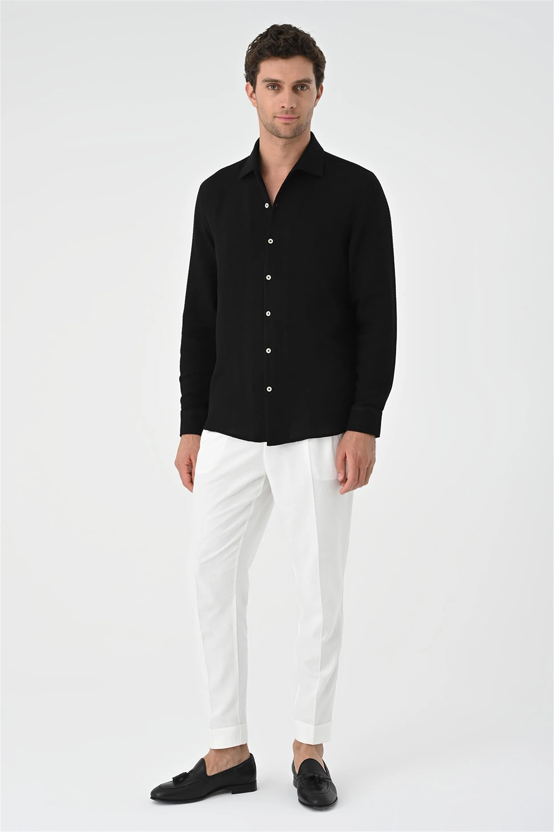 Men's Black Regular Fit Woven Shirt - Wessi sold by Wessi product image thumbnail 2
