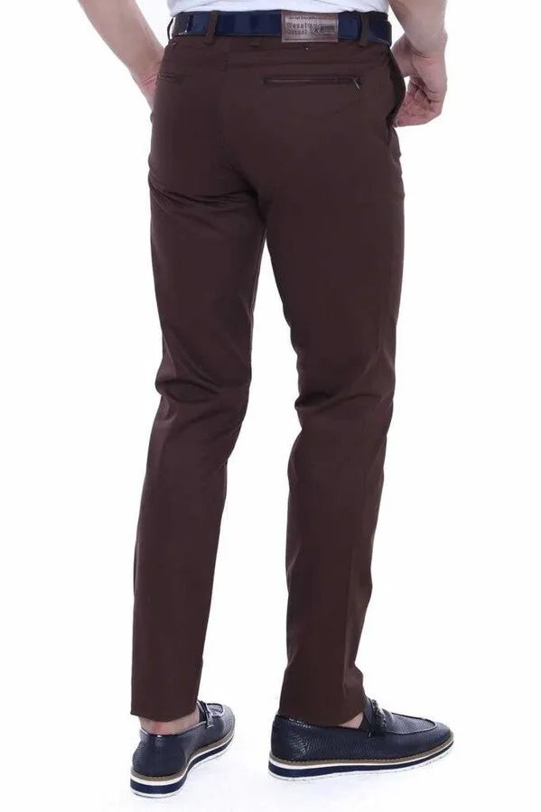 Cotton Slim Fit Washed Fabric Brown Men Pants - Wessi sold by Wessi product image thumbnail 3