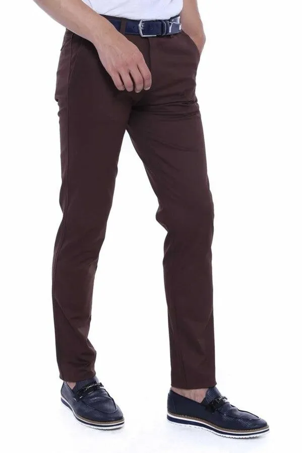 Cotton Slim Fit Washed Fabric Brown Men Pants - Wessi sold by Wessi product image thumbnail 2
