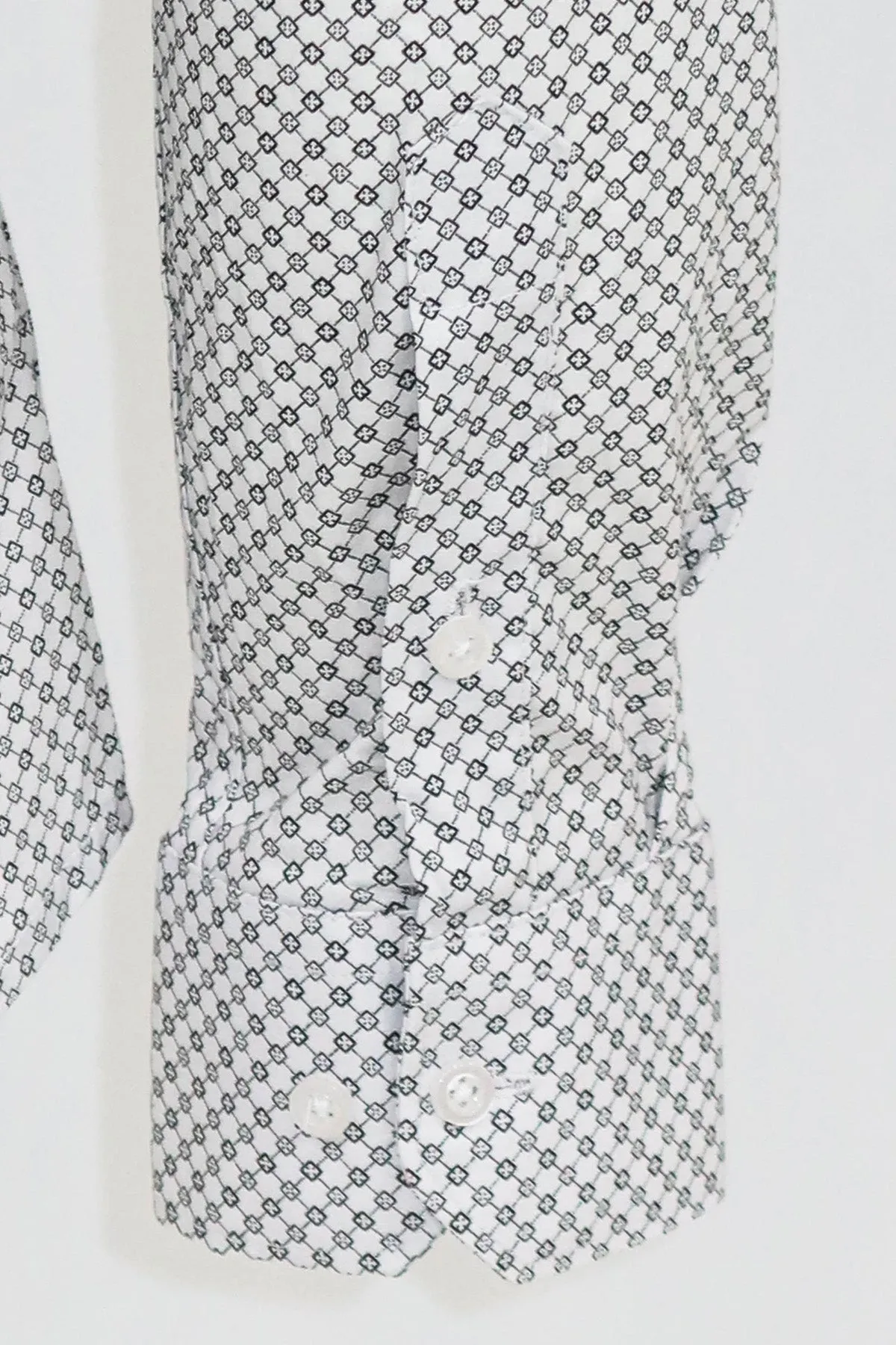 White Tiny Check Patterned Slim Fit Shirt - Wessi sold by Wessi product image thumbnail 3