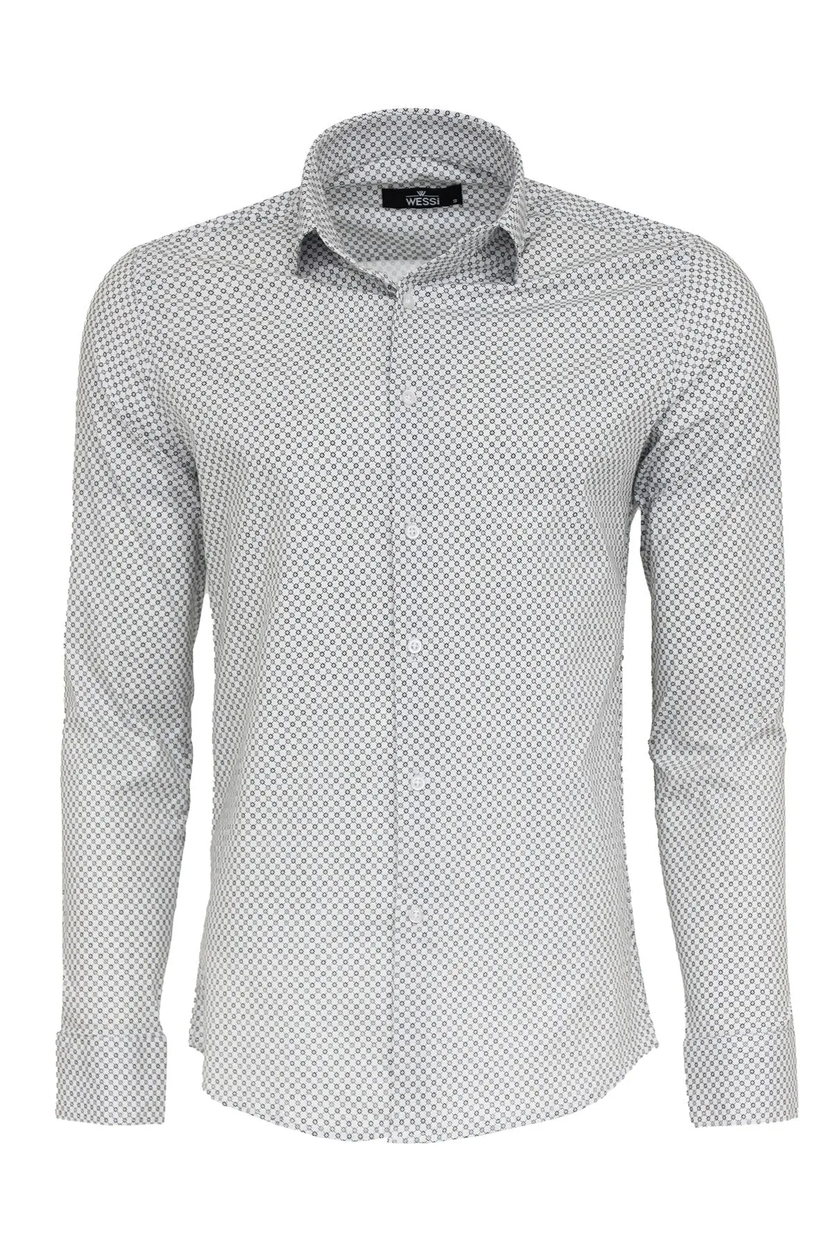 White Tiny Check Patterned Slim Fit Shirt - Wessi sold by Wessi