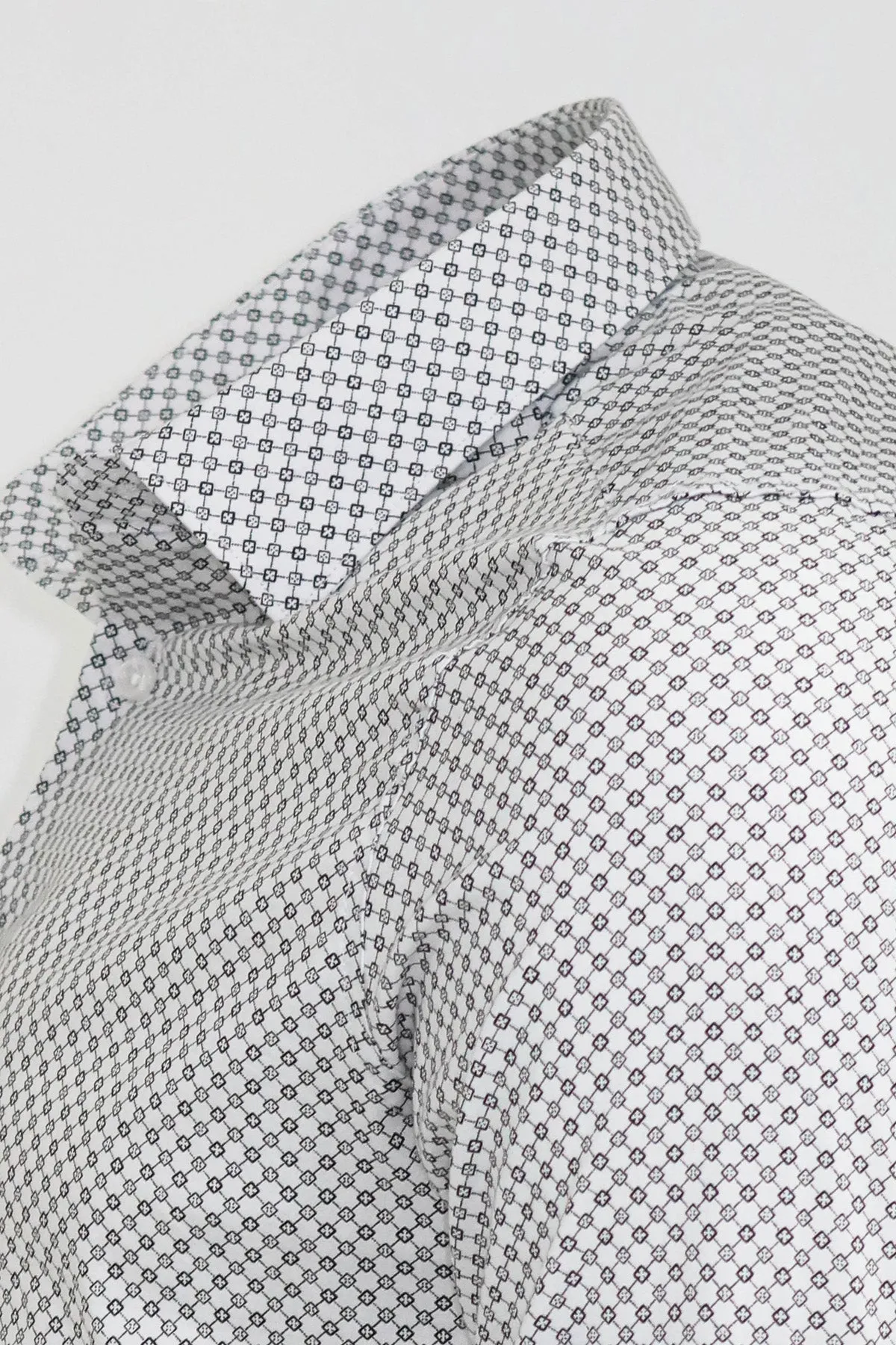 White Tiny Check Patterned Slim Fit Shirt - Wessi sold by Wessi product image thumbnail 2