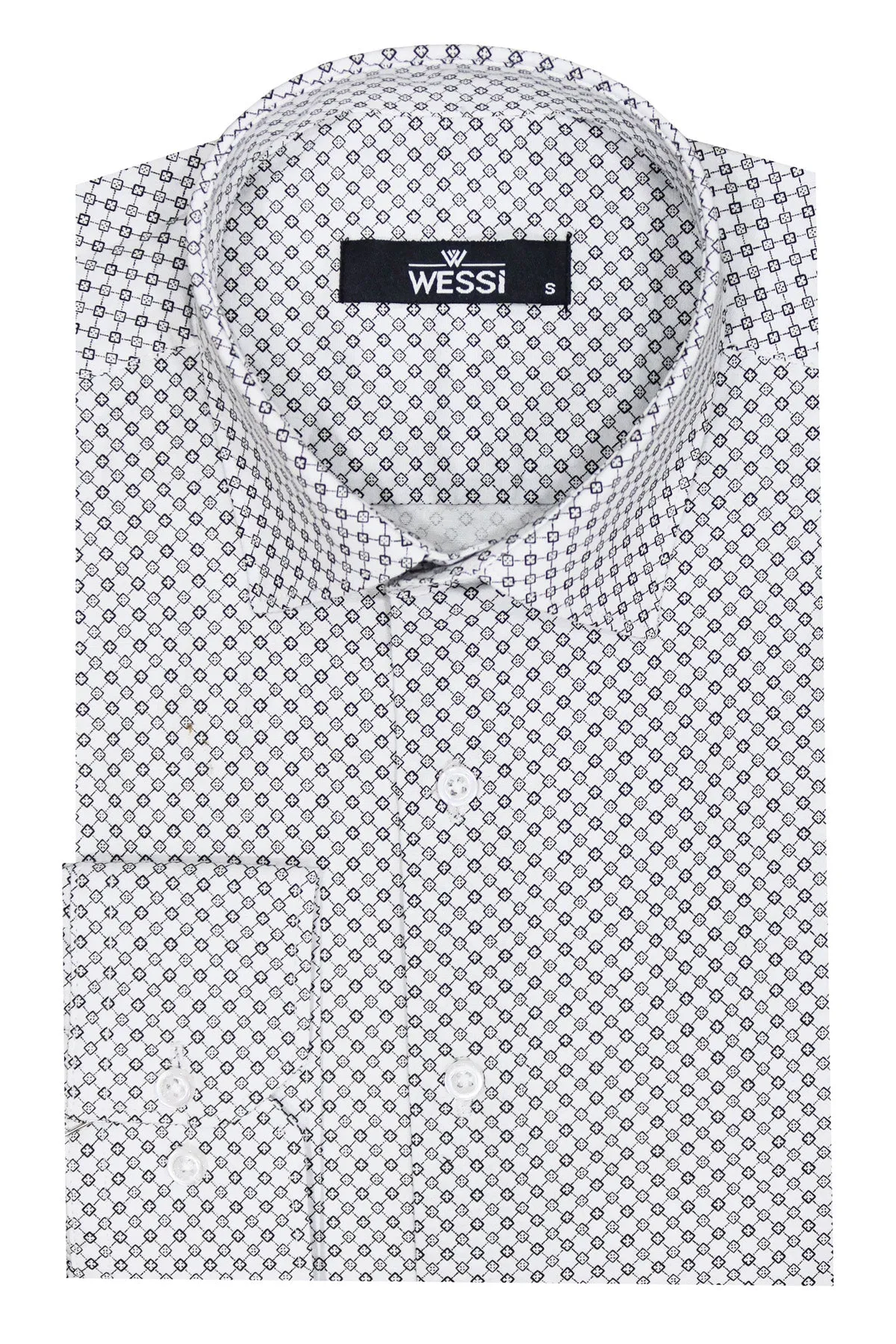 White Tiny Check Patterned Slim Fit Shirt - Wessi sold by Wessi product image thumbnail 5