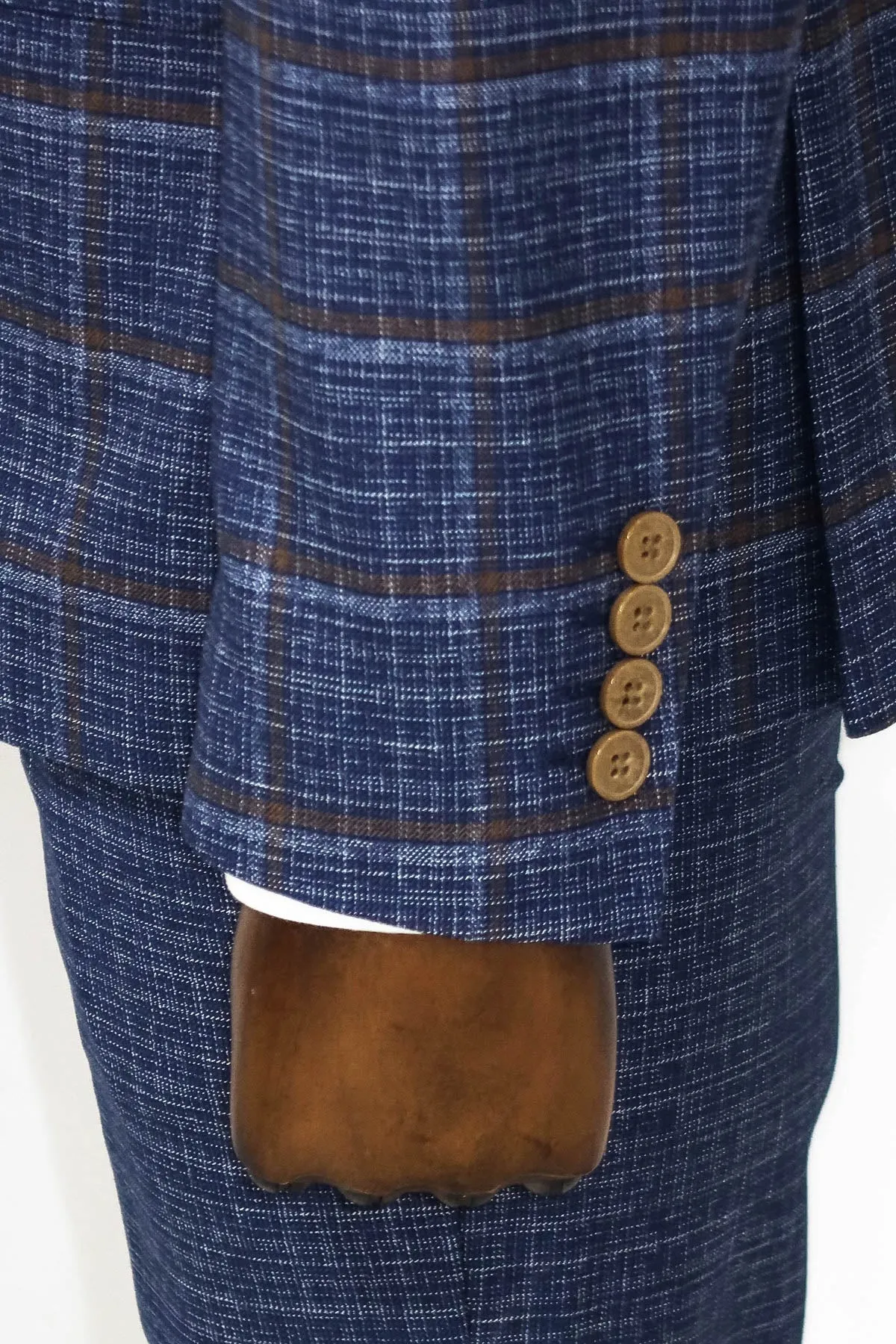 Slim Fit Checked Patterned Navy Blue Men Suit - Wessi sold by Wessi product image thumbnail 3