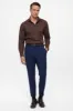 Men's Light Navy Blue High Waist Belted Trousers - Wessi sold by Wessi