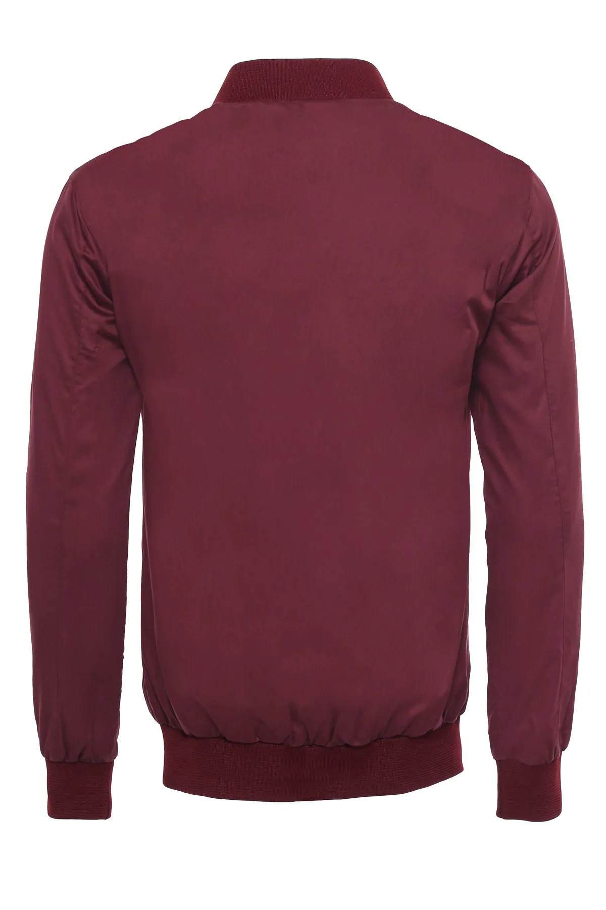Flap Pockets Zippered Burgundy Men Bomber Coat - Wessi sold by Wessi product image thumbnail 2