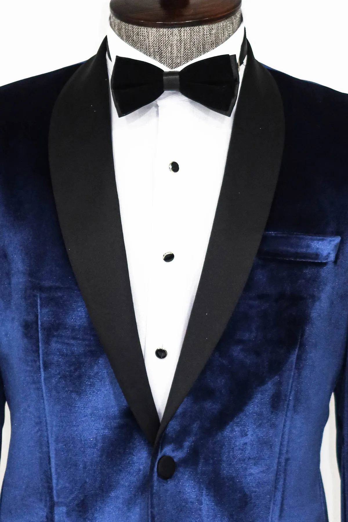 Shawl Lapel Velvet Navy Blue Men Prom Party Blazer - Wessi sold by Wessi product image thumbnail 2