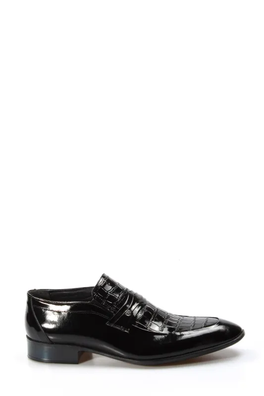Black Patent Leather Croc-Embossed Loafers Wessi sold by Wessi