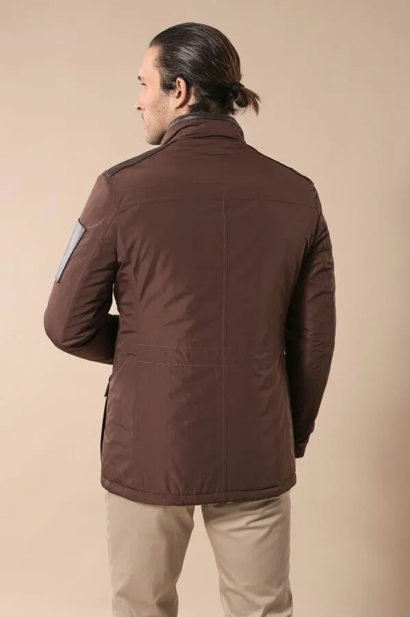 Leather Modeled Brown Slim Fit Quilted Jacket - Wessi sold by Wessi product image thumbnail 3