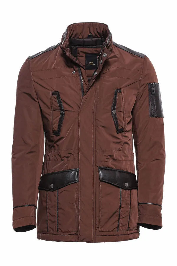 Leather Modeled Brown Slim Fit Quilted Jacket - Wessi sold by Wessi product image thumbnail 5