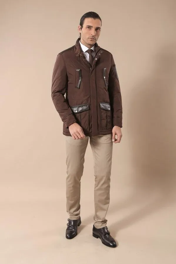 Leather Modeled Brown Slim Fit Quilted Jacket - Wessi sold by Wessi product image thumbnail 2