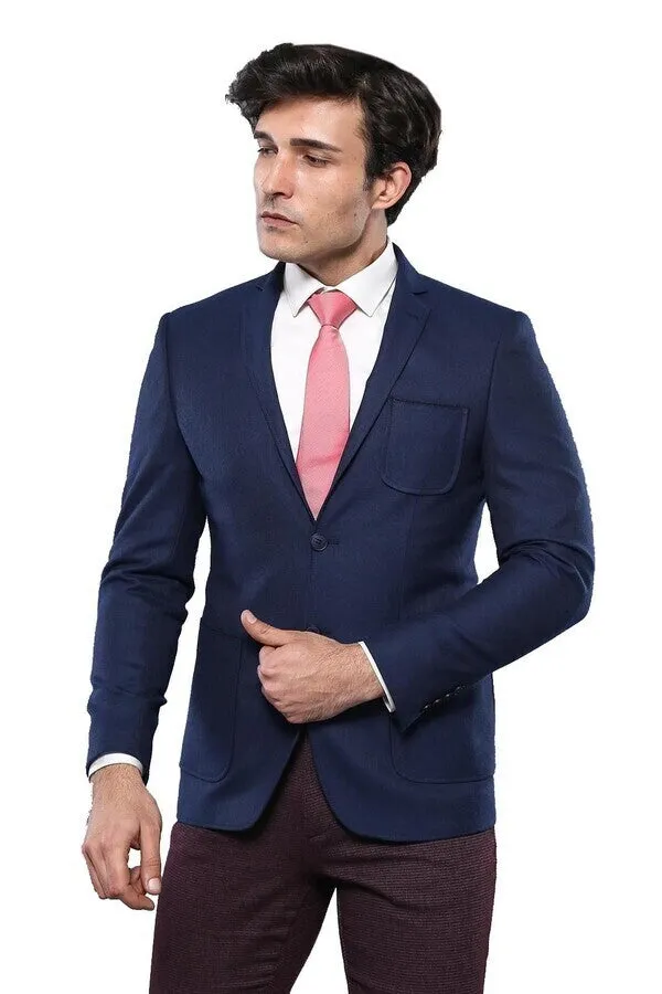 Modeled Slim Fit Navy Blue Jacket | Wessi sold by Wessi