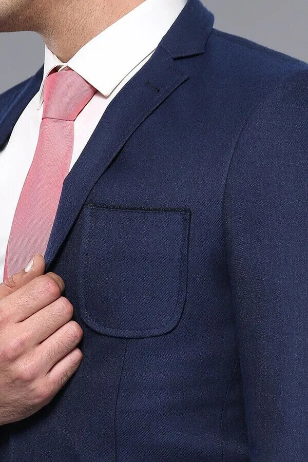 Modeled Slim Fit Navy Blue Jacket | Wessi sold by Wessi product image thumbnail 2