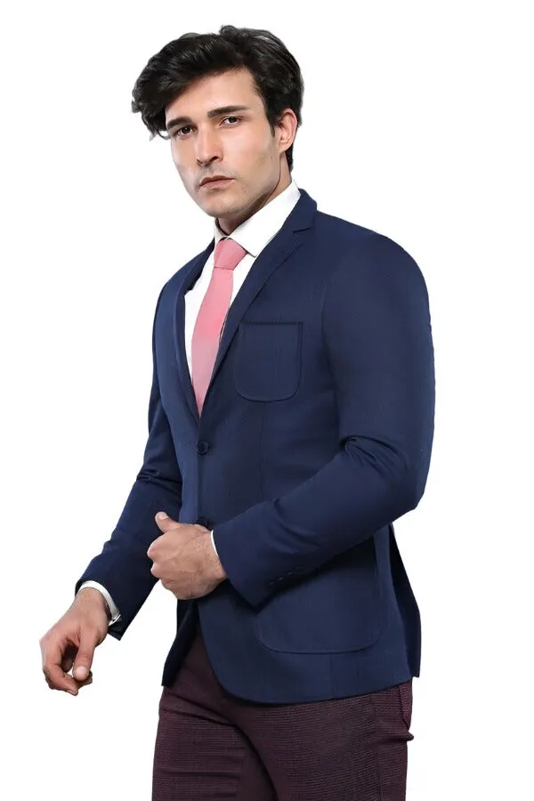 Modeled Slim Fit Navy Blue Jacket | Wessi sold by Wessi product image thumbnail 3